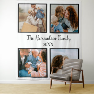 Tenture Famille personnalisée 4 photo collage modèle