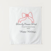 Family comes first red bow family name holidays