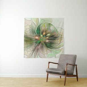 Tenture Fantaisie Abstraite Moderne Fleur Fractale Colorée