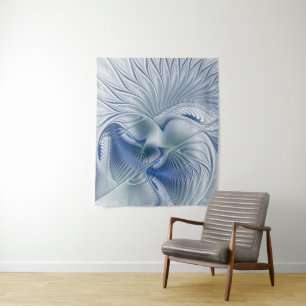 Tenture Fantaisie dynamique Abstrait Tons bleus Art fracta