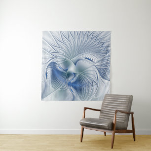 Tenture Fantaisie dynamique Abstrait Tons bleus Art fracta