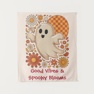 Tenture Fantôme Floral Rétro Groovy Halloween Floral