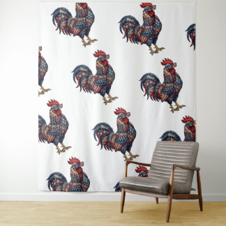 Tenture Faux Coq Patriotique Brodé