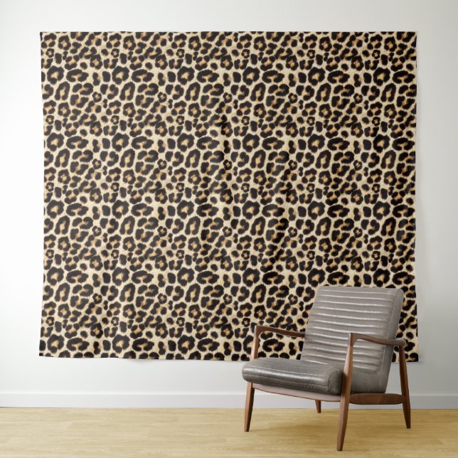 Tenture Faux Leopard Fur Motif | Chat sauvage (En situation (horizontale))