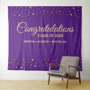 Tenture Félicitations à la promotion 2021 Violet Or Grad