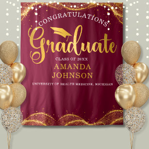 Tenture Félicitations Graduate Maroon Gold Graduation