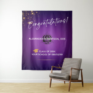 Tenture Félicitations Modernes Dentiste Diplômé Violet