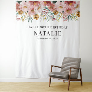 Tenture Féminin aquarelle floral 30e anniversaire rose chi