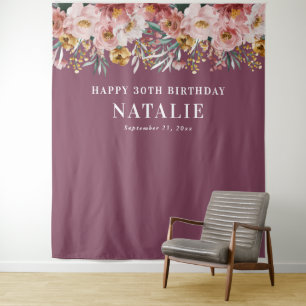 Tenture Féminin aquarelle floral 30ème anniversaire rose c