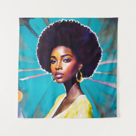 Tenture Femme noire avec cheveux afro Melanin Queen Art