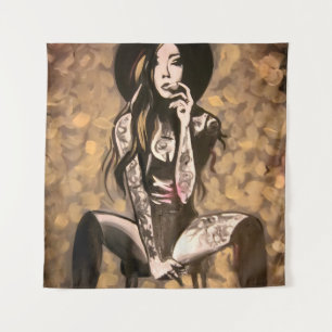 Tenture Femme Tatouée en Or