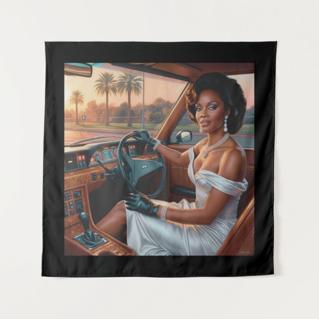 Tenture Femmes élégantes dans des voitures classiques (Devant)