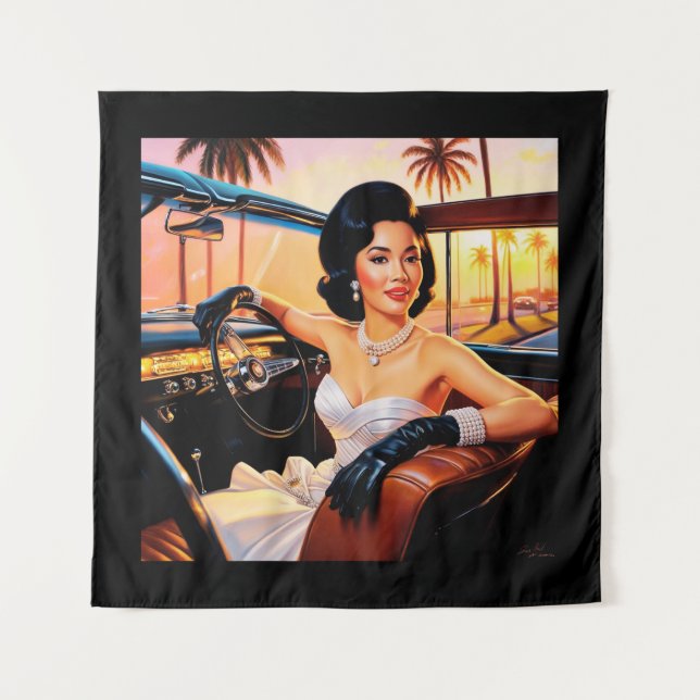 Tenture Femmes élégantes dans des voitures classiques (Devant)