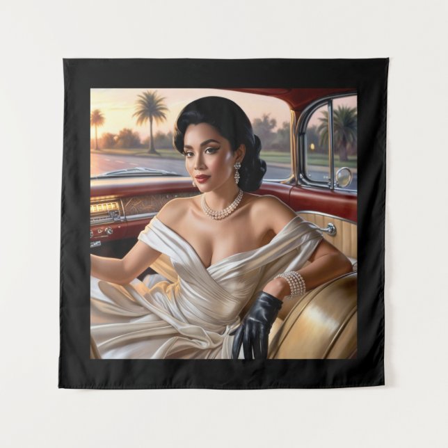 Tenture Femmes élégantes dans des voitures classiques (Devant)