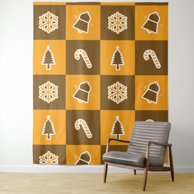 Tenture Festive Holiday Grid Pattern (En situation)