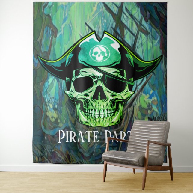 Tenture Fête crânienne du Parti Pirate (En situation)