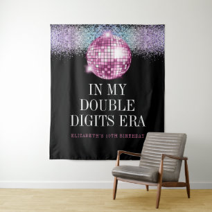 Tenture Fête d'anniversaire de 10 ans à la mode Disco Doub