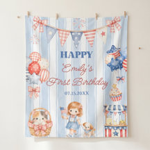 Fête d'anniversaire de fille aux rayures américain