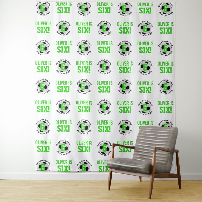 Tenture Fête d'anniversaire de garçons 6 ans de football | (En situation)