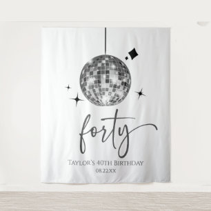 Tenture Fête d'anniversaire des 40 ans Boule disco argenté