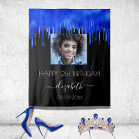 Fête d'anniversaire gouttes royales bleu noir nom 