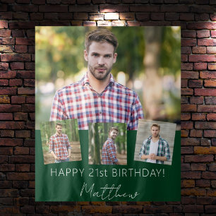 Tenture Fête d'anniversaire personnalisé photo collage ver