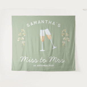 Tenture Fête de Bachelorette Champagne Miss to Mrs Floral