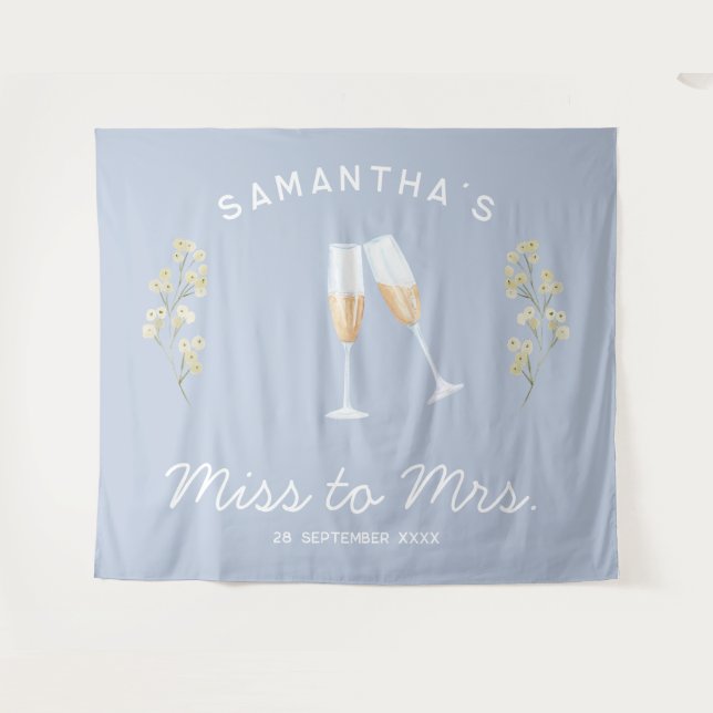 Tenture Fête de Bachelorette Champagne Miss to Mrs Floral (Devant (Horizontal))