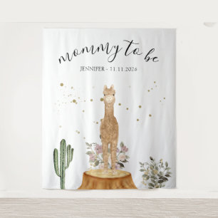 Tenture Fête de Bébé Lama Maman à Venir