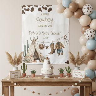 Tenture Fête de bébé sur le thème cowboy rustique howdy aq