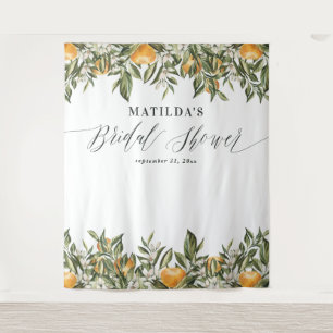 Tenture Fête de douche de mariée botanique orange rustique