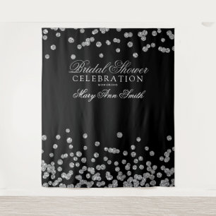 Tenture Fête de douche de mariée Confetti argenté
