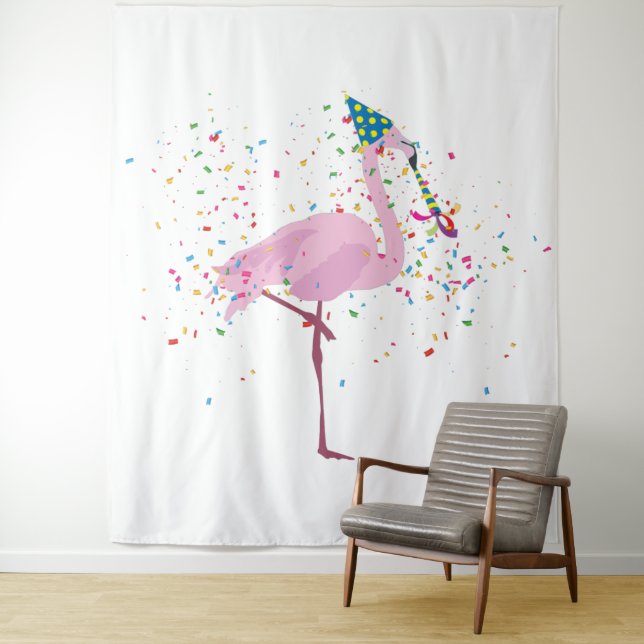Tenture Fête de flamant rose - Les animaux font la fête (En situation)