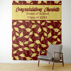 Tenture Fête de graduation Photo personnalisée Op Maroon G