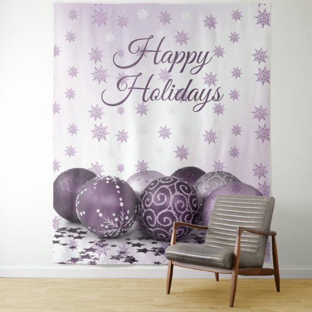 Tenture Fête de Noël Pink Purple Orament Snowflakes (En situation)