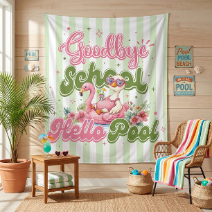 Tenture Fête de Piscine Bonjour Bandes Vertes