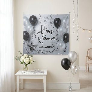 Tenture Fête de retraite élégante avec ballons noirs et ar