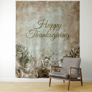 Tenture Fête de Thanksgiving Fleurs Rustique Vintage