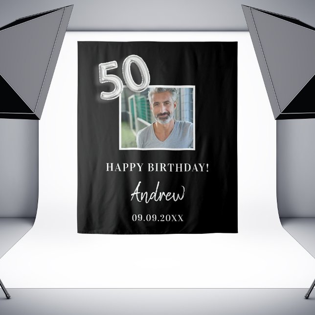 Tenture fête des 50 ans photo nom homme noir (Créateur téléchargé)