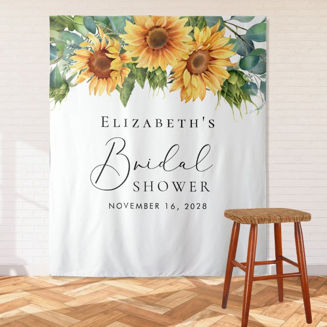 Tenture Fête des mariées d'aquarelle de tournesol Eucalypt (Créateur téléchargé)