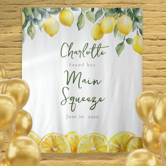 Tenture Fête des mariées de citron Squeeze principal arriè (Main Squeeze Lemon Bridal Shower Photo Backdrop)