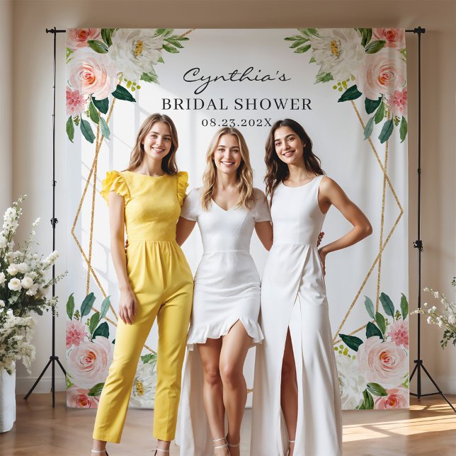 Tenture Fête des mariées géométrique florale rose pâle (Créateur téléchargé)