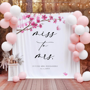 Tenture Fête des mariées papillon rose cerise en fleur