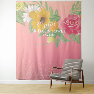 Tenture Fête des mariées Photo Booth Arrière-plan Fleurs r
