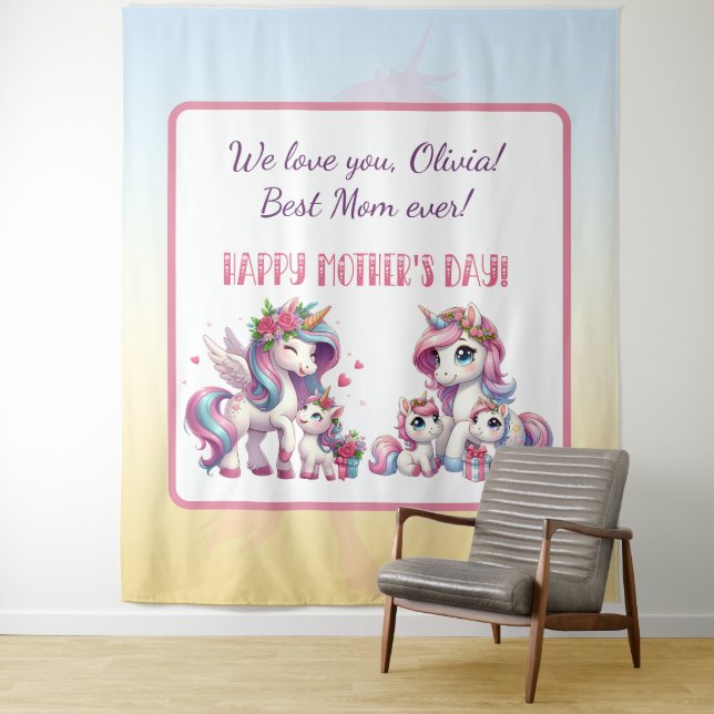 Tenture Fête des Mères 2e Unicorn-Theme (En situation)