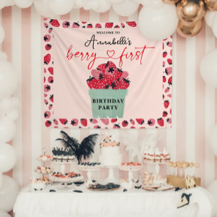 Tenture Fête du premier anniversaire de Baie de fraise