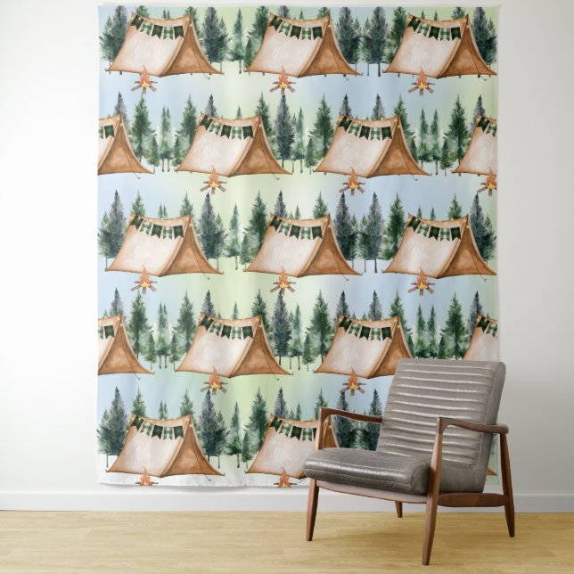 Tenture Feu de camp de camping S'mores Anniversaire en ple (En situation)