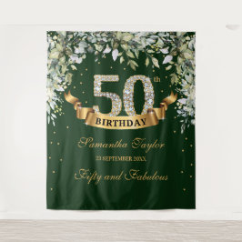 Tenture Feuillage bohème verdure et or 50e anniversaire