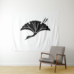 Tenture Feuille de ginkgo en forme de grue