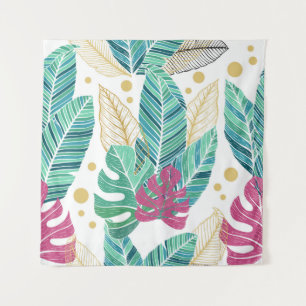 Tenture Feuilles botaniques tropicaux, conception vintage 